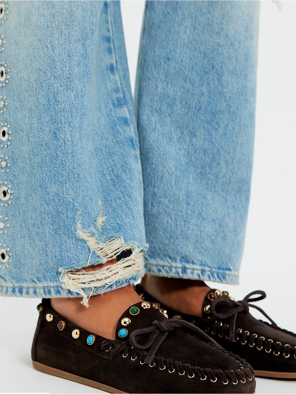 Free People Guava Embellished Boat Shoes FITS LIKE A 9-9.5